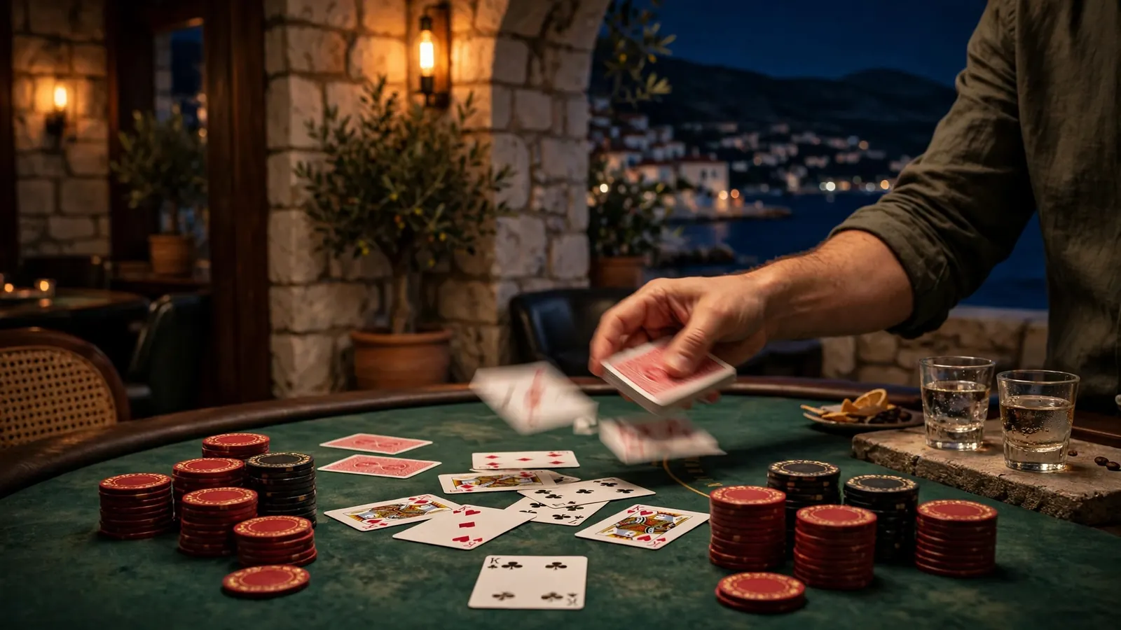Stol za blackjack u hrvatskom casinu s ulošcima i kartama