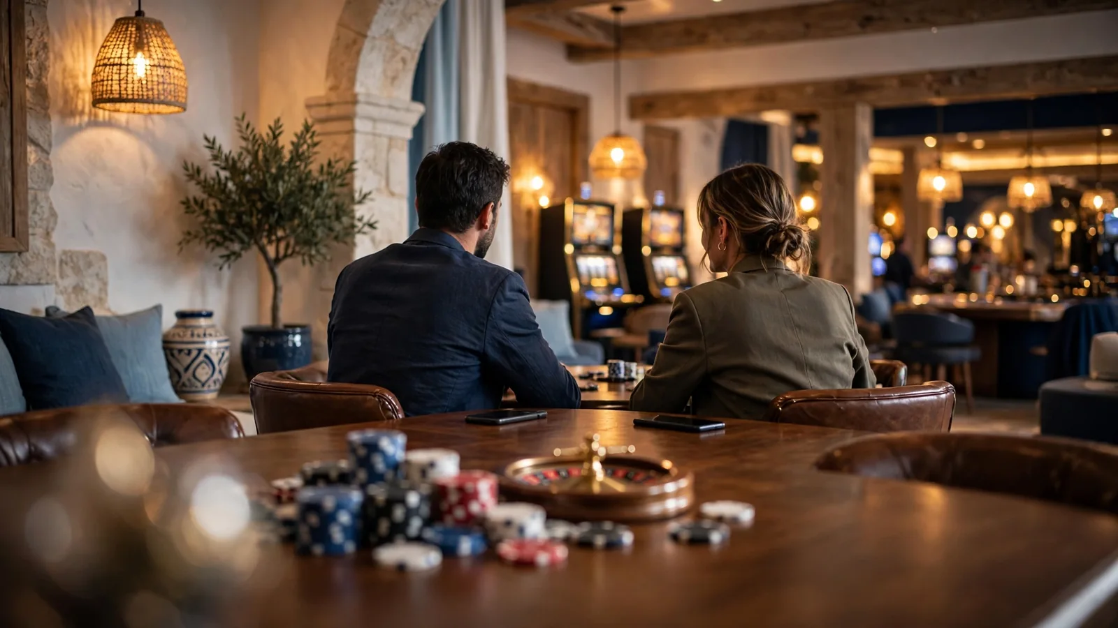 Moderan hrvatski casino lounge s ulošcima i ruletom na stolu
